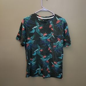 Men's XL RF Floral Short Sleeved T Shirt W/Pocket